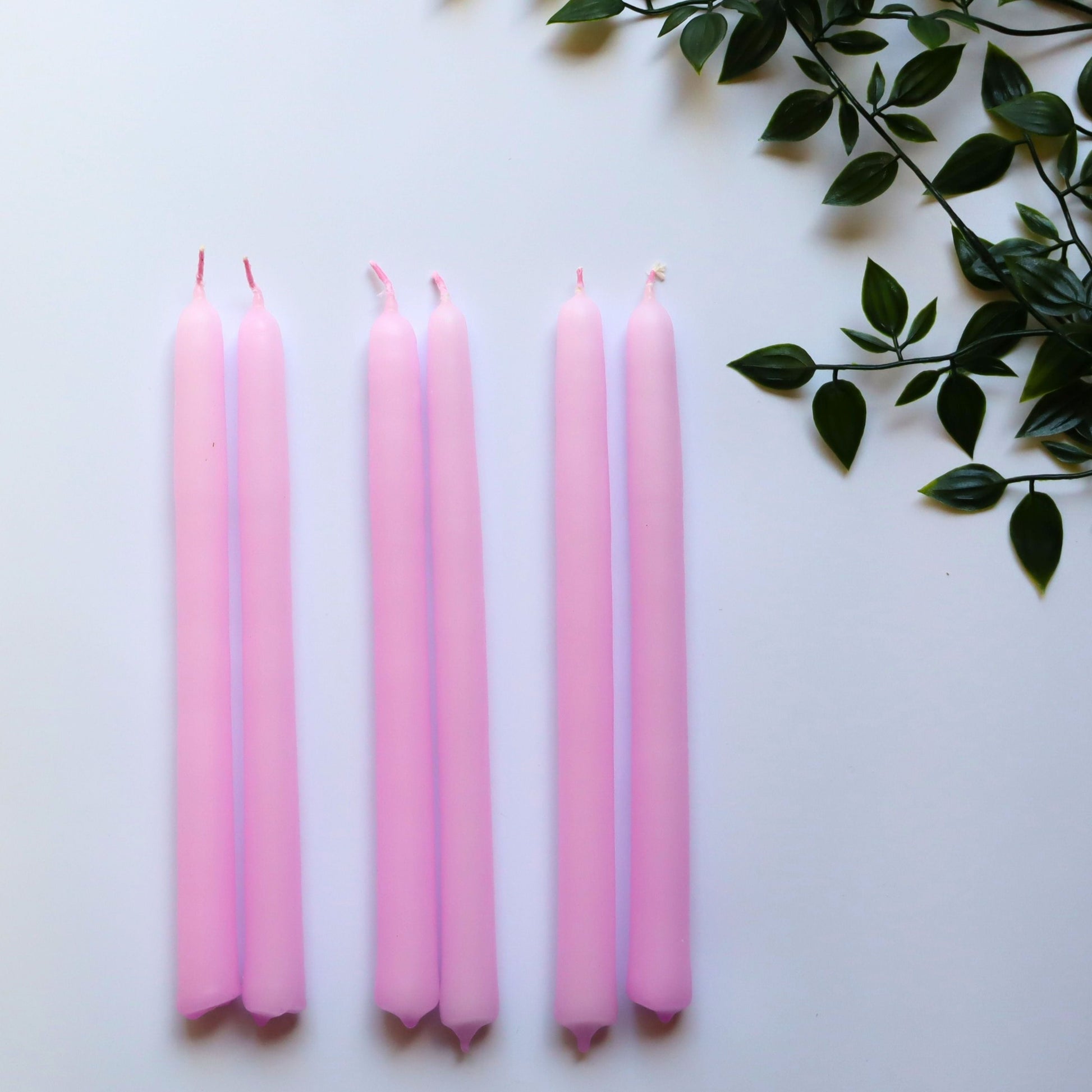 Soft Pink Taper Candle, UnScented 9 Hour Burn 24 cm Tall - Aksa Home Decor 