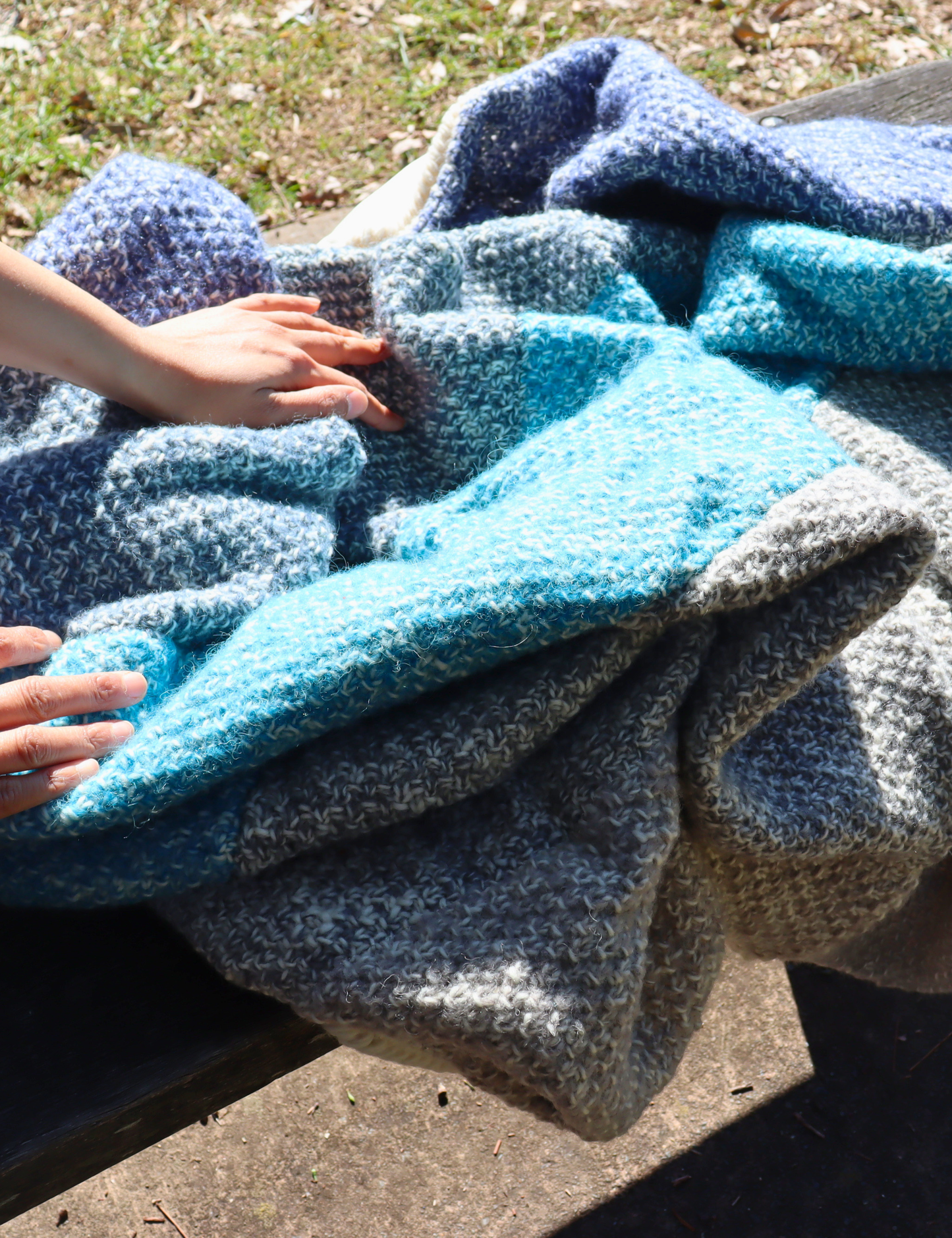 Striped Wool Throw Blanket - Hand-knit - Aksa Home Decor 
