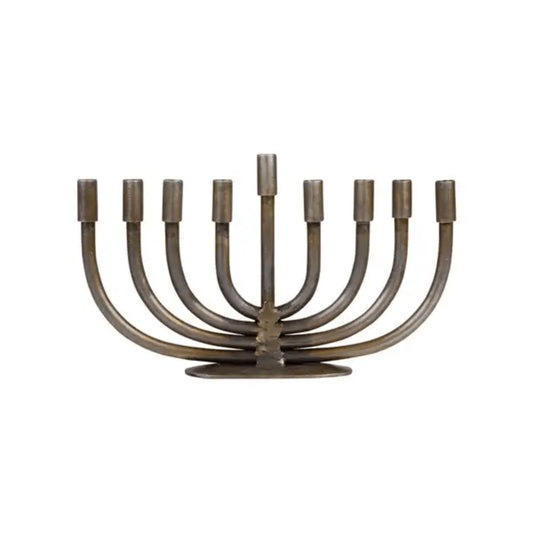 Wrought Iron Menorah Hanukkah Candle Holder - Handcrafted - Aksa Home Decor 