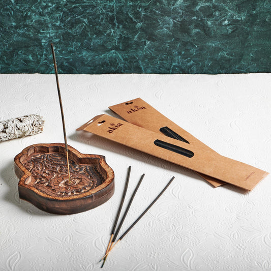 Hamsa Incense Holder and 10 Sandalwood Incense: Relaxation Gift Pack