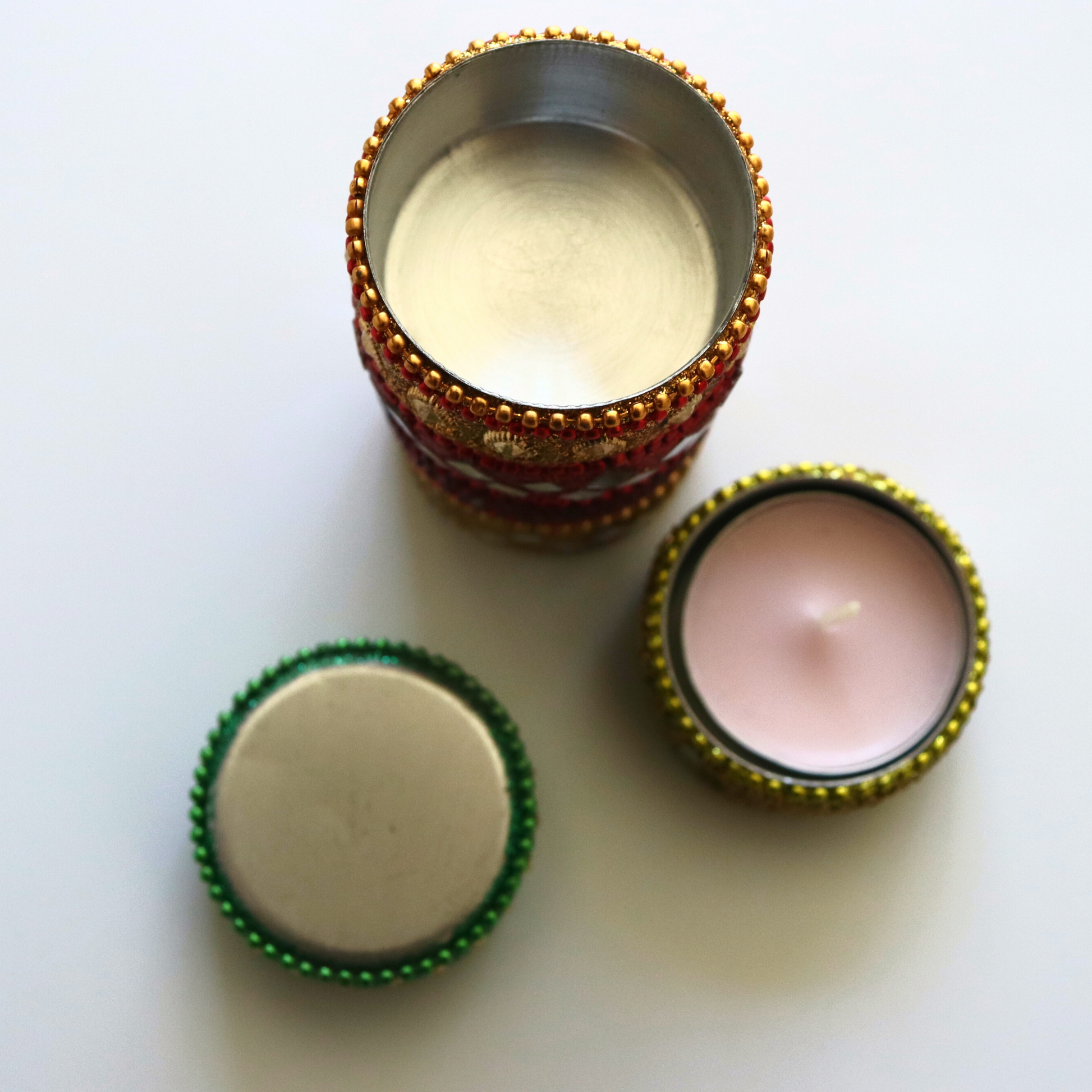 Handmade Decorative Tea Light Holders - Set of 6, Colourful, Vibrant