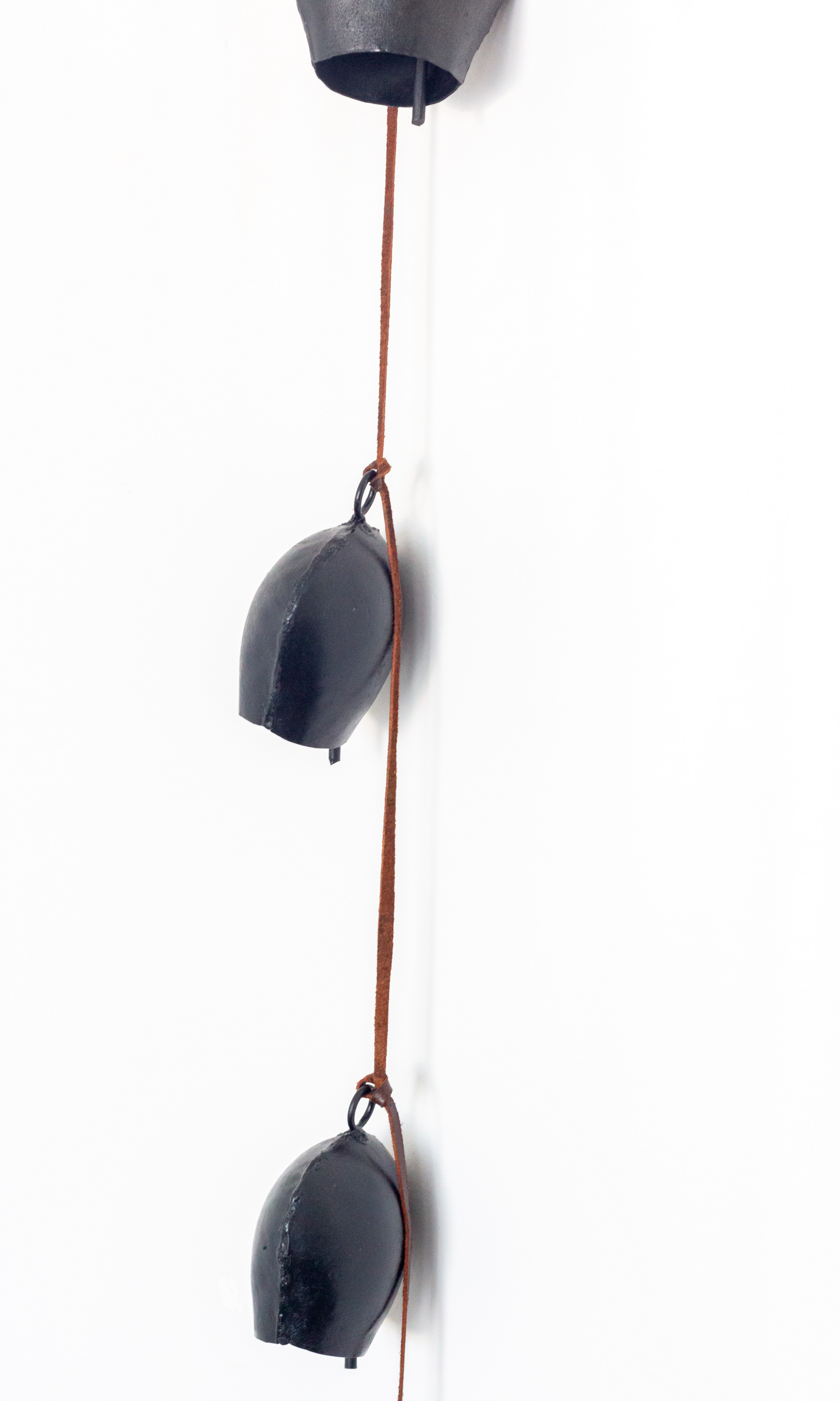 5 Traditional Hanging Iron Bells - Handmade, Dangling, Black - Aksa