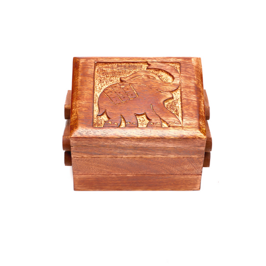 3 Drawer Folding Jewellery Box - Keepsake, Handmade Organiser, Elephant - Aksa Home Decor 