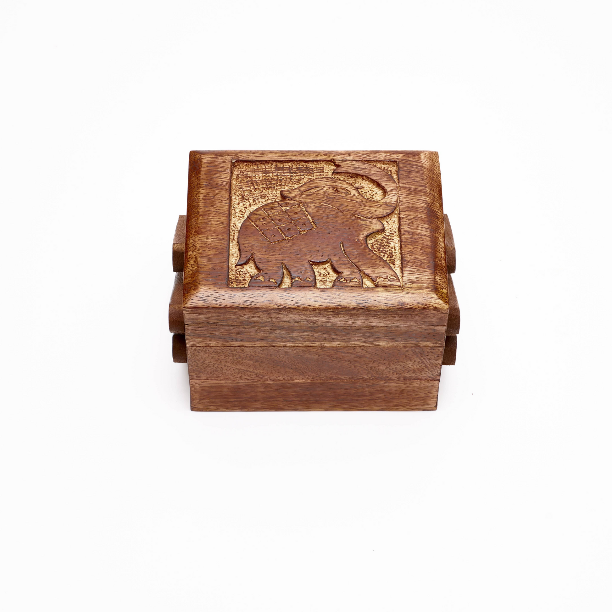 3 Drawer Folding Jewellery Box - Keepsake, Handmade Organiser, Elephant - Aksa Home Decor 
