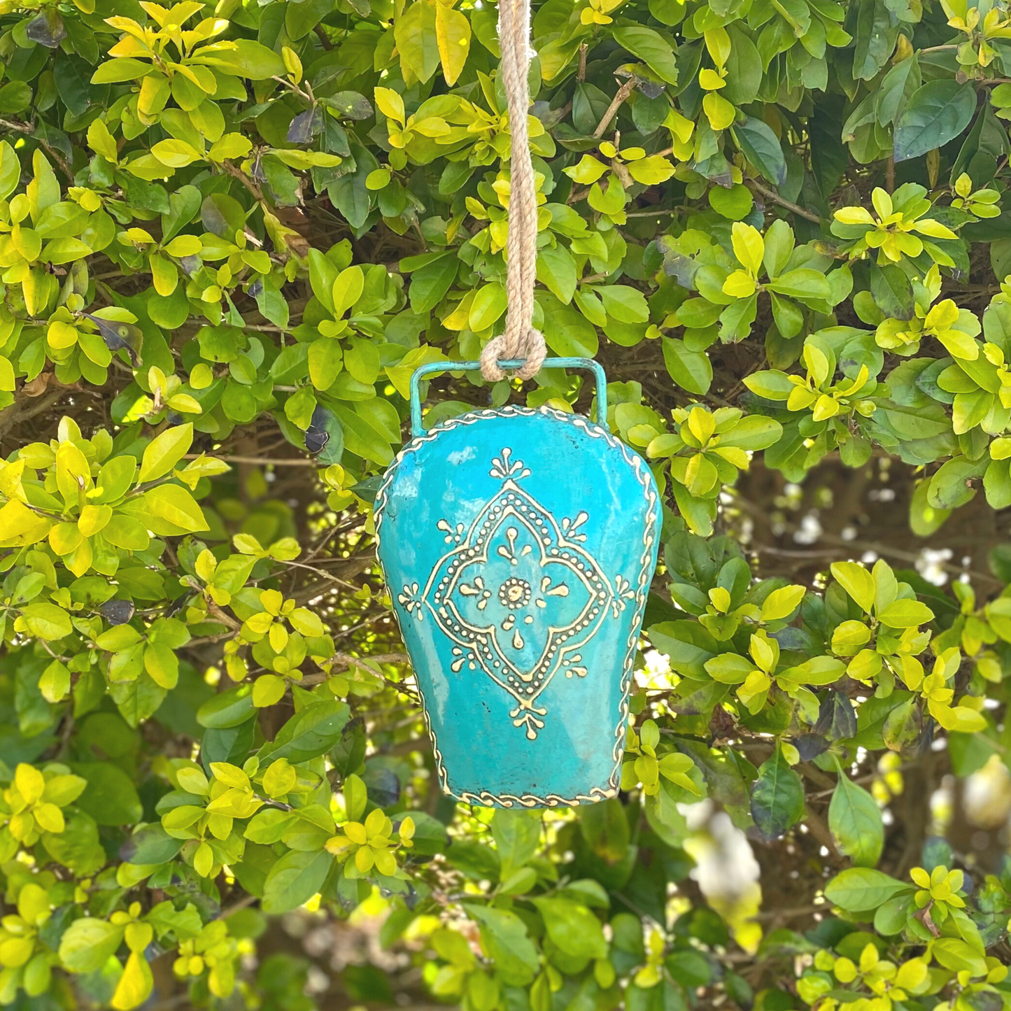 Upcycled Metal Bell - Teal - Aksa