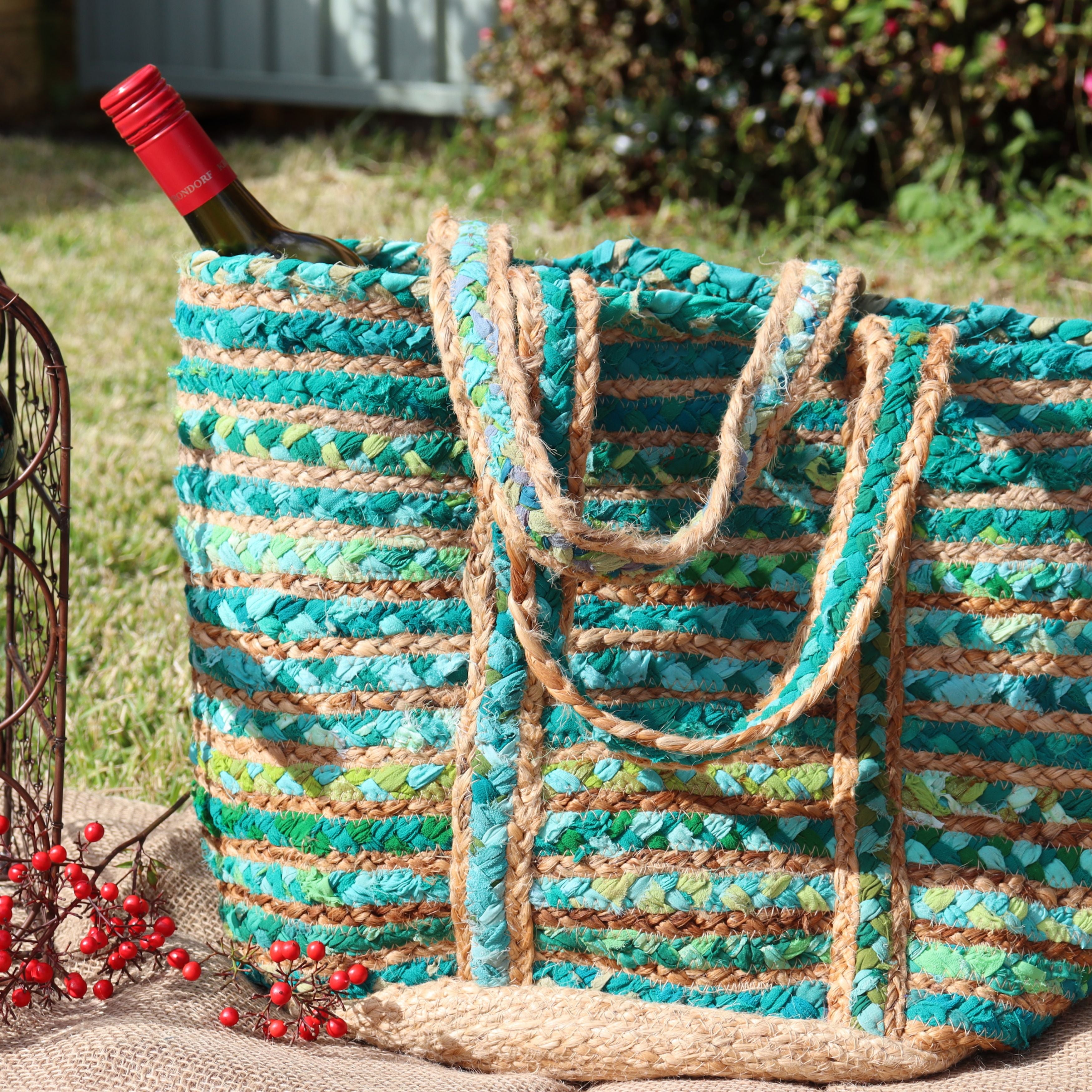 Green jute online bag