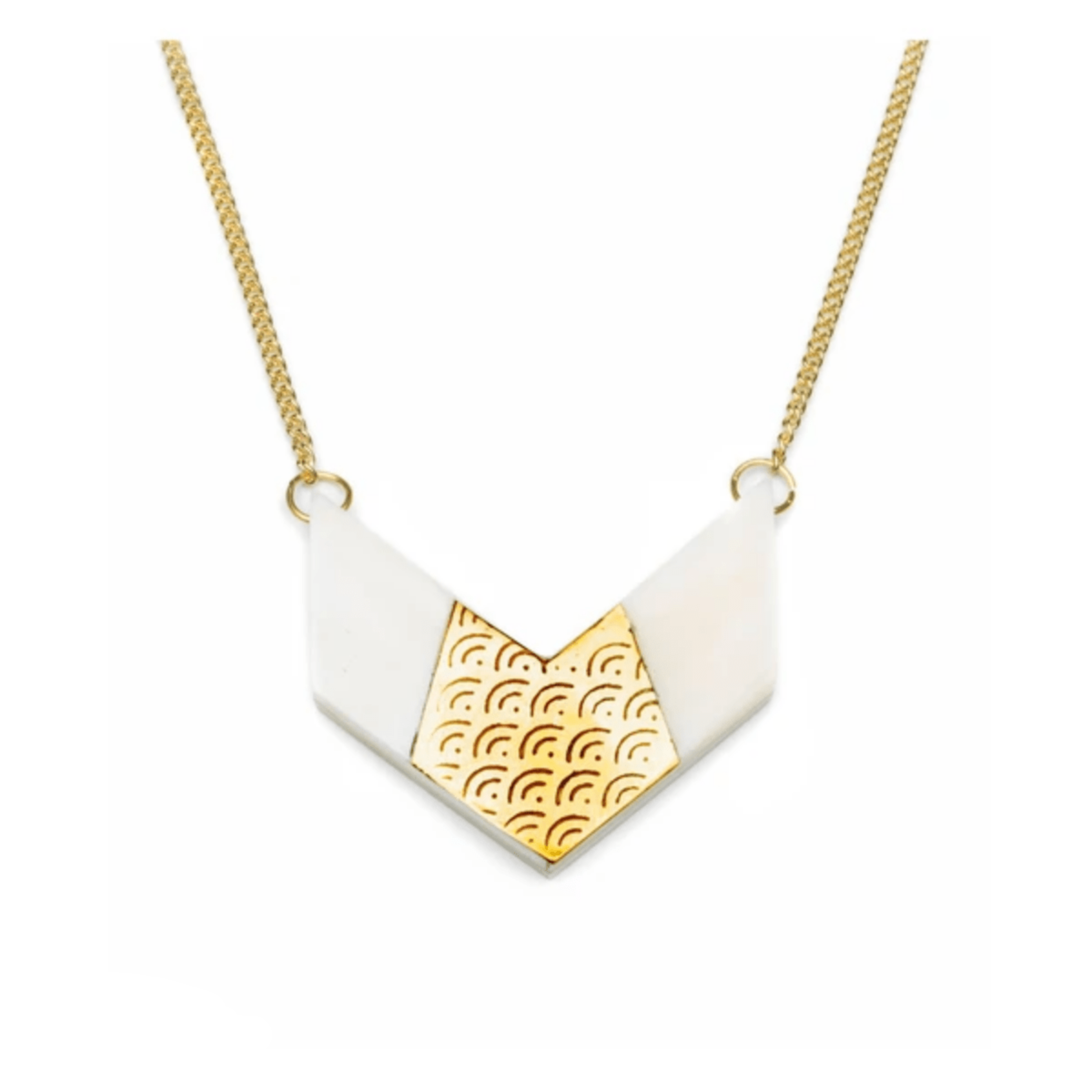 Brass Pendant Boho Necklace, Scallop Design, Handmade Jewellery