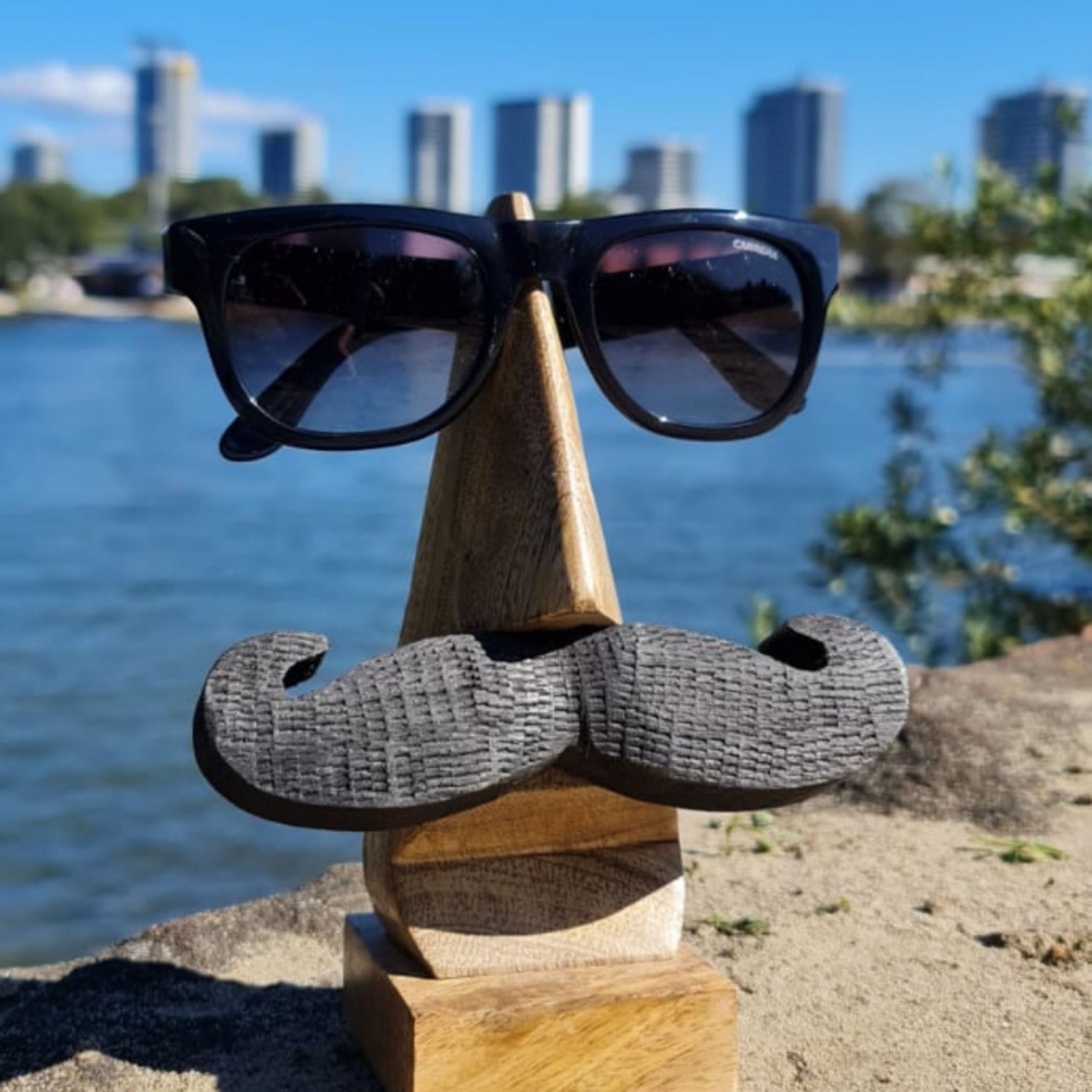 Moustache Eyeglass Holder - Wood, Handcrafted, Eyewear Stand - Aksa Home Decor 