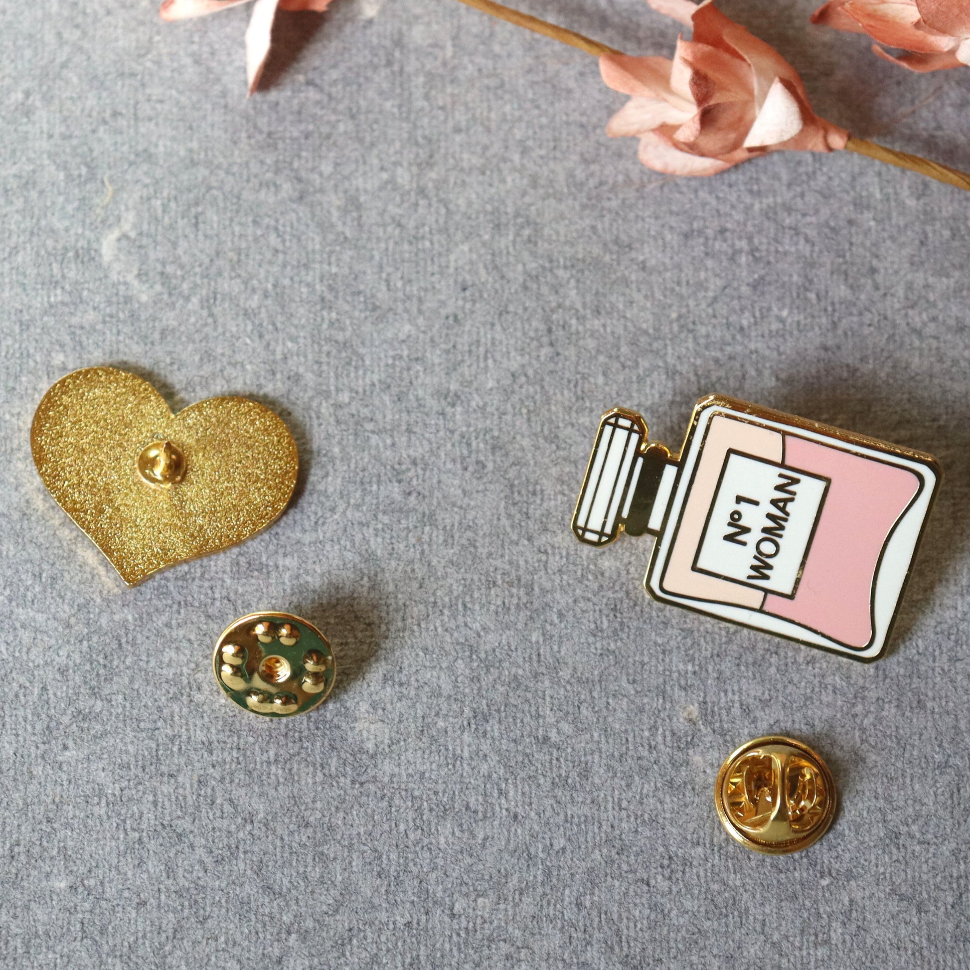 No. 1 Woman Perfume Pink Enamel Brooch - Girl Jewelry, Designer Lapel, Pin, Badge - Aksa Home Decor 