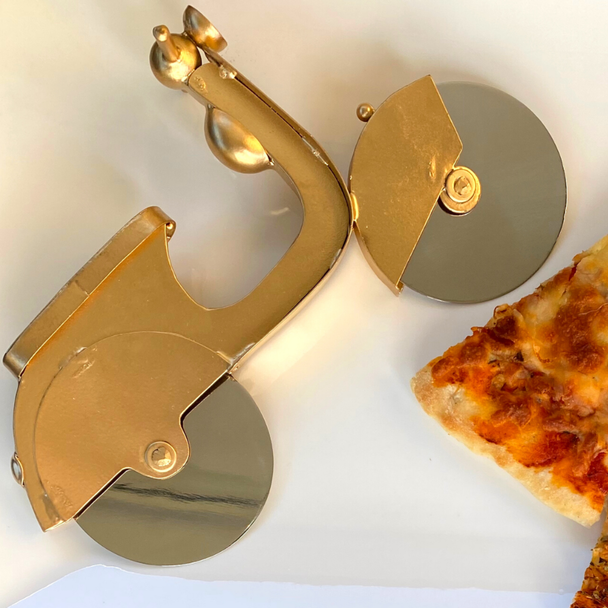 Scooter Pizza Cutter - Stainless Steel, Gold, Handmade - Aksa