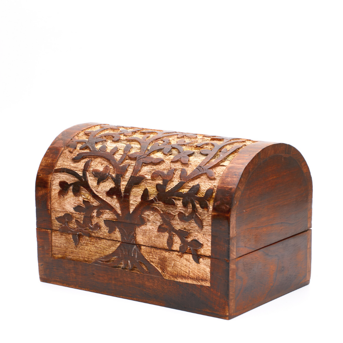 Tree of Life Wood Treasure Chest - Vintage, Keepsake, Jewellery Storage, Holder - Aksa Home Decor 