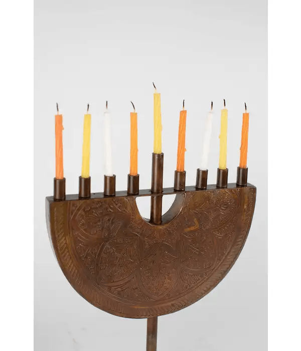 Antiqued Iron Menorah Hanukkah - Aksa