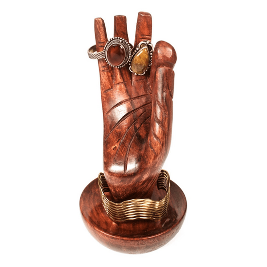 Buddha Ring Wood Hand - Ring Jewellery Storage - Aksa