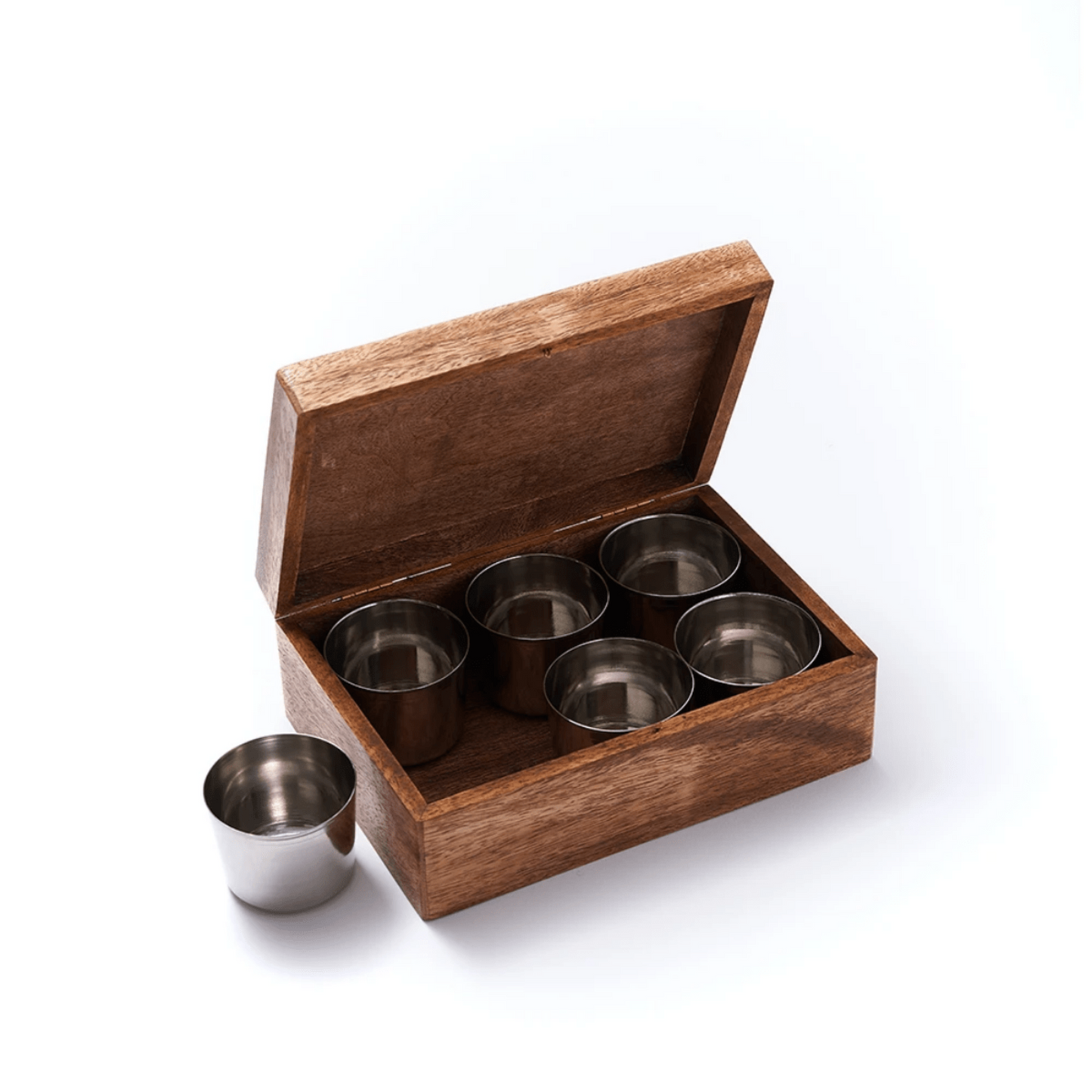 Engraved World Map Spice Rack/Box - Rectangle with 6 Bowls - Aksa