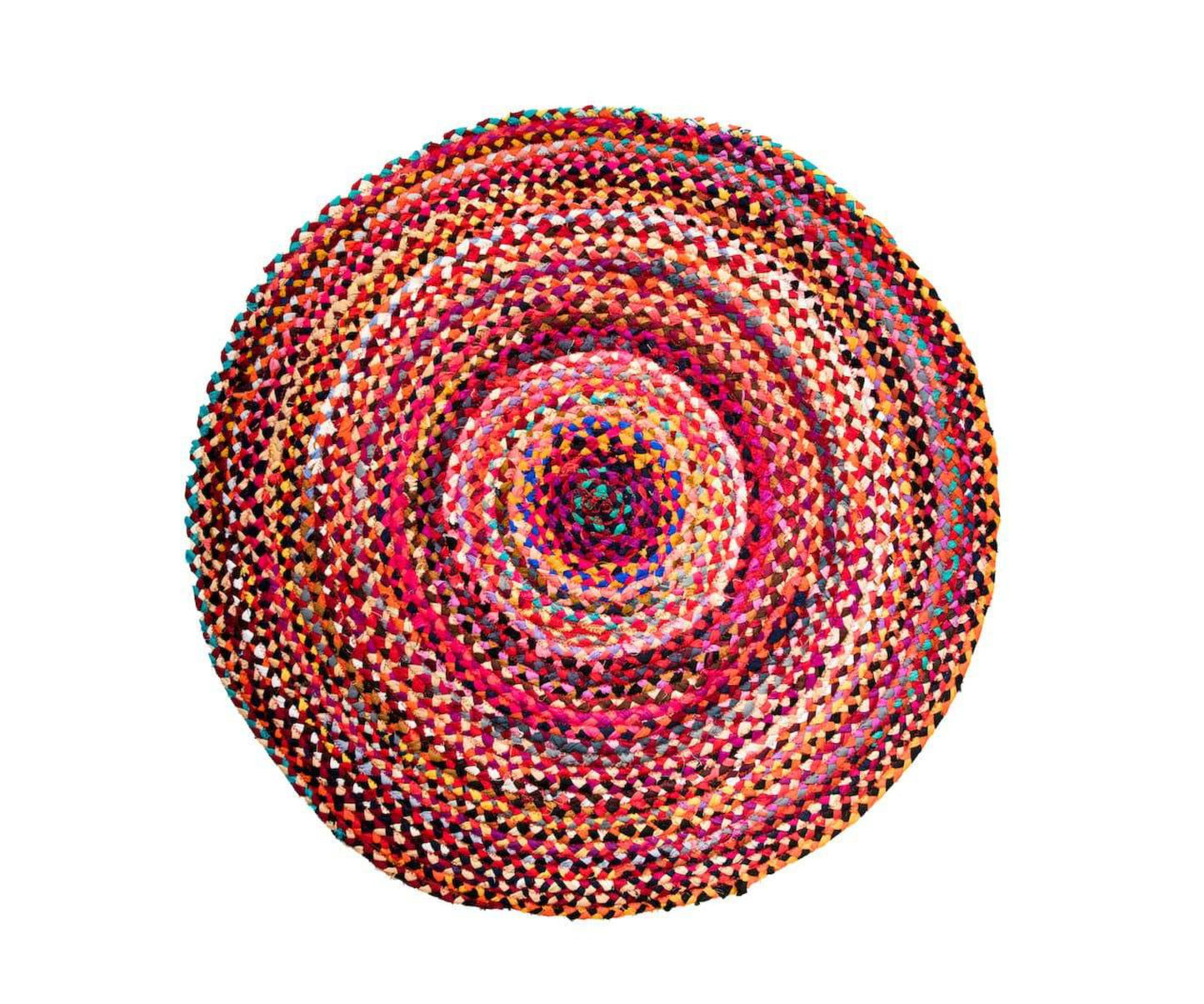 Hand-Knotted Round Cotton Chindi Rug - Multicolour 3 ft - Aksa