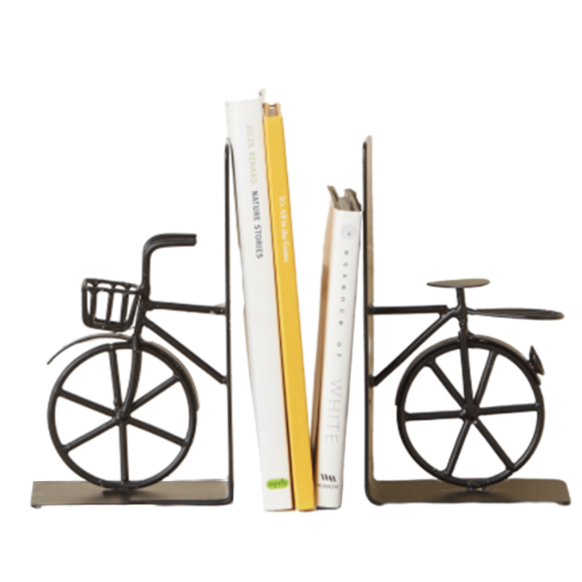 Handcrafted Black Bicycle Bookends - Industrial look, Anti-Skid, Gift for Book Lover - Aksa Home Decor 