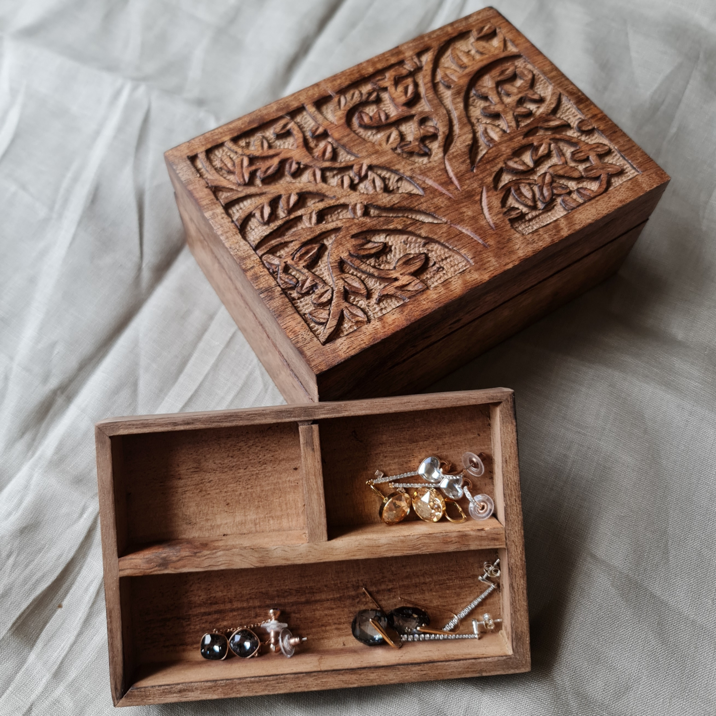 Medium Tree of Life Wood Jewellery Box - Rectangle Keepsake - Aksa