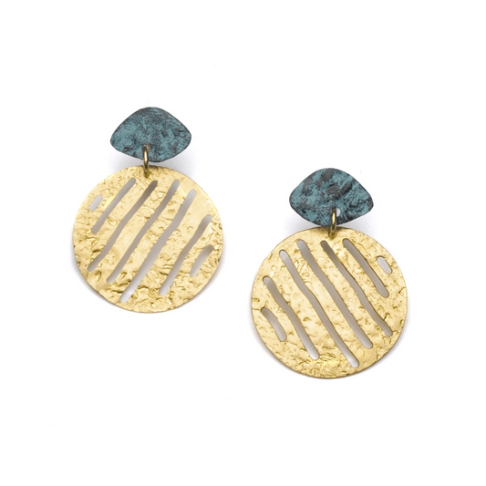 Menka Gold Coin Brass Earrings - Aksa