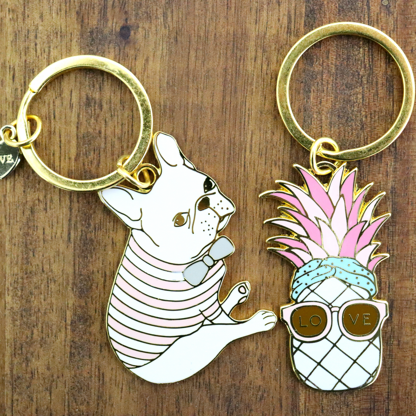 Tropical Sunshine Pineapple Fruit Sunnies Love Keychain - Enamel Keyring