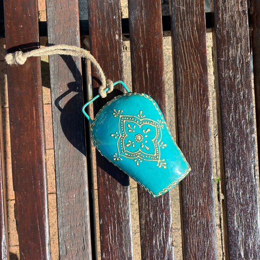 Upcycled Metal Bell - Teal - Aksa