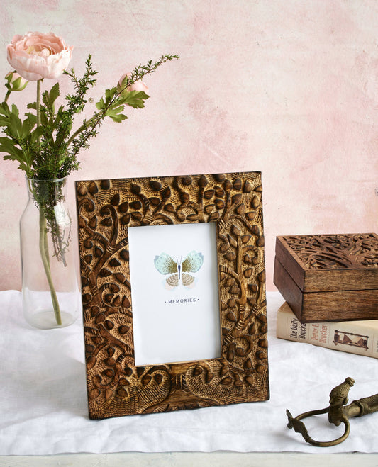 Tree of Life Wood Photo Frame - 6" x 4" Picture, Portrait - Aksa