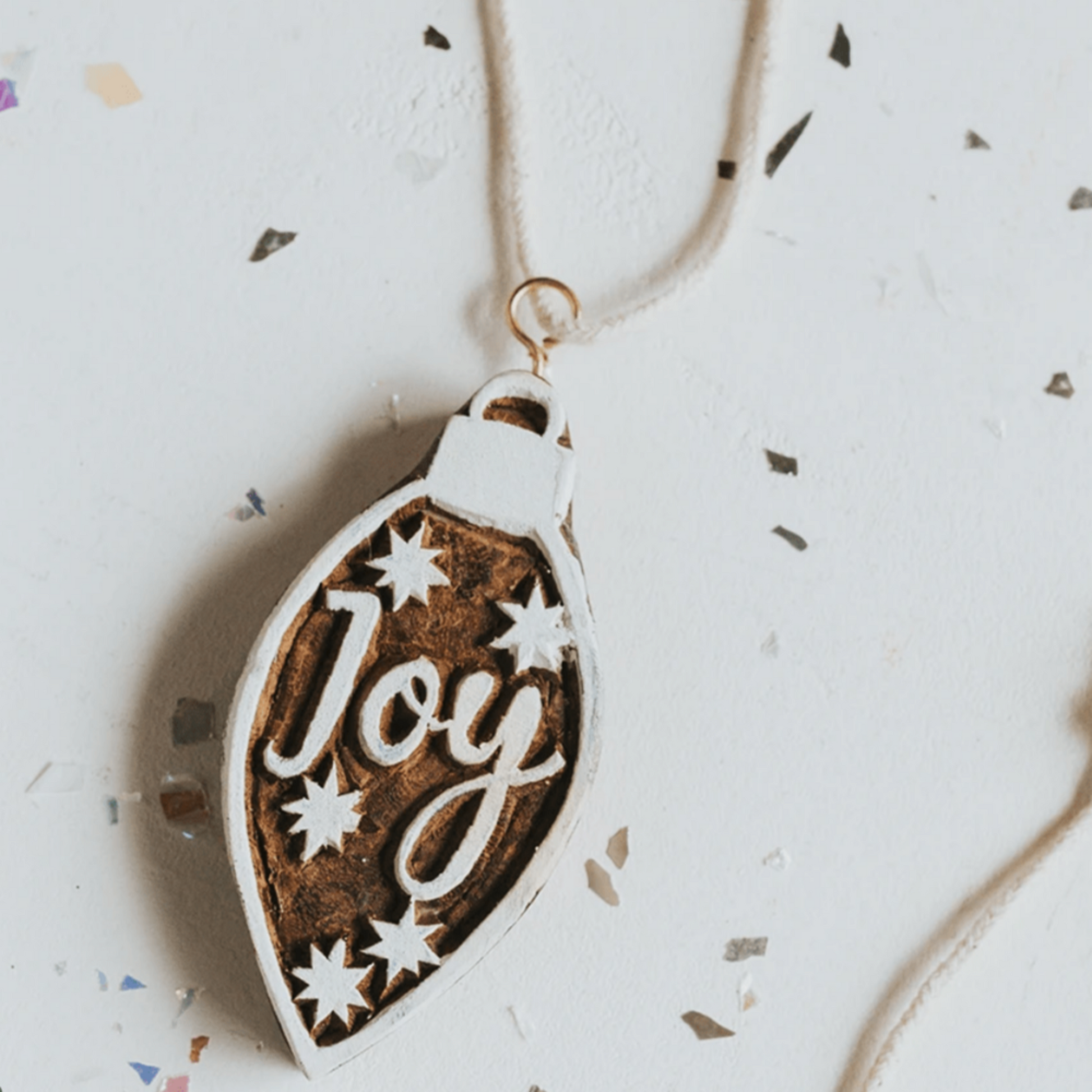 Utsav Wood Xmas Ornament - Joy - Aksa