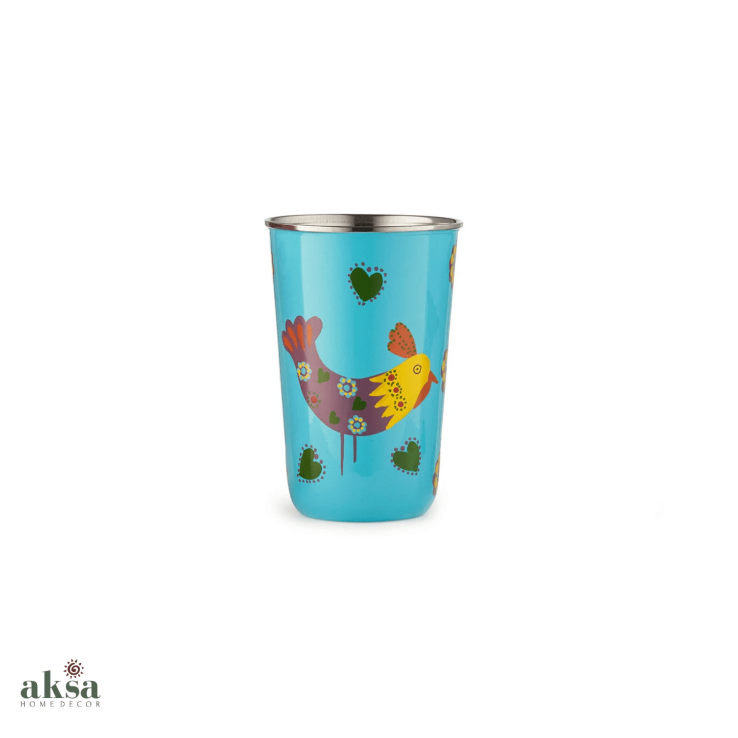 Vibrant Bird Tumbler- Blue, 400 ml, 12 cm - Aksa